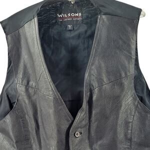 Wilsons Leather Vintage 90s Black Vest Plus‎ Size Bikercore Goth